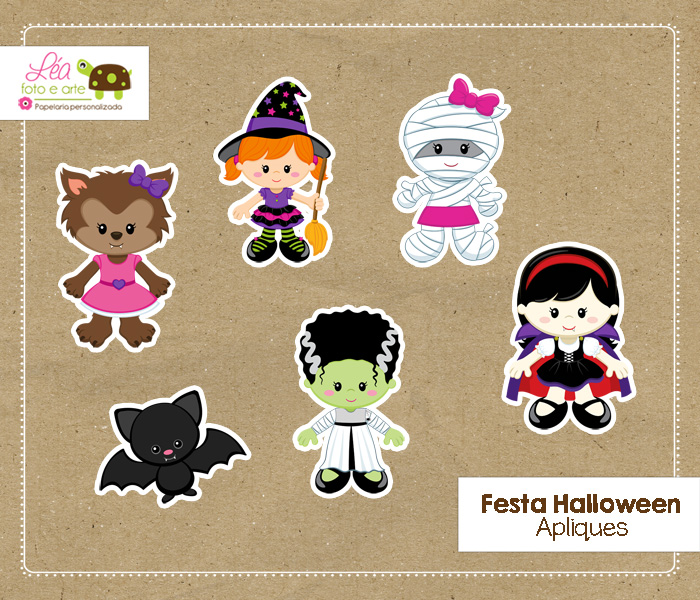 aplique recorte papel halloween menina